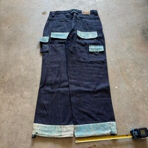Baggy Barefox Wide Leg Jnco Styl Carpenter Y2k Vintage Raw Denim Jeans 36x32